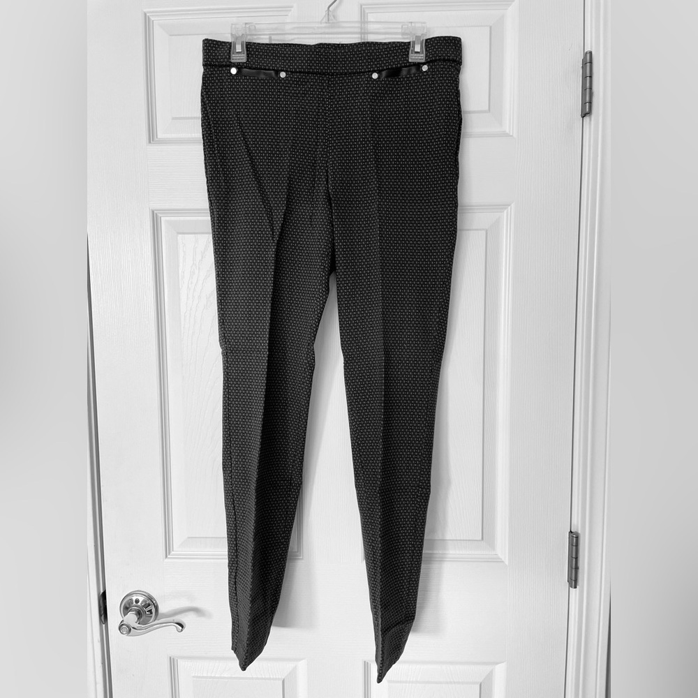Rafaella Gray Geometric Slim Ankle Pants | Pull-On Stretch